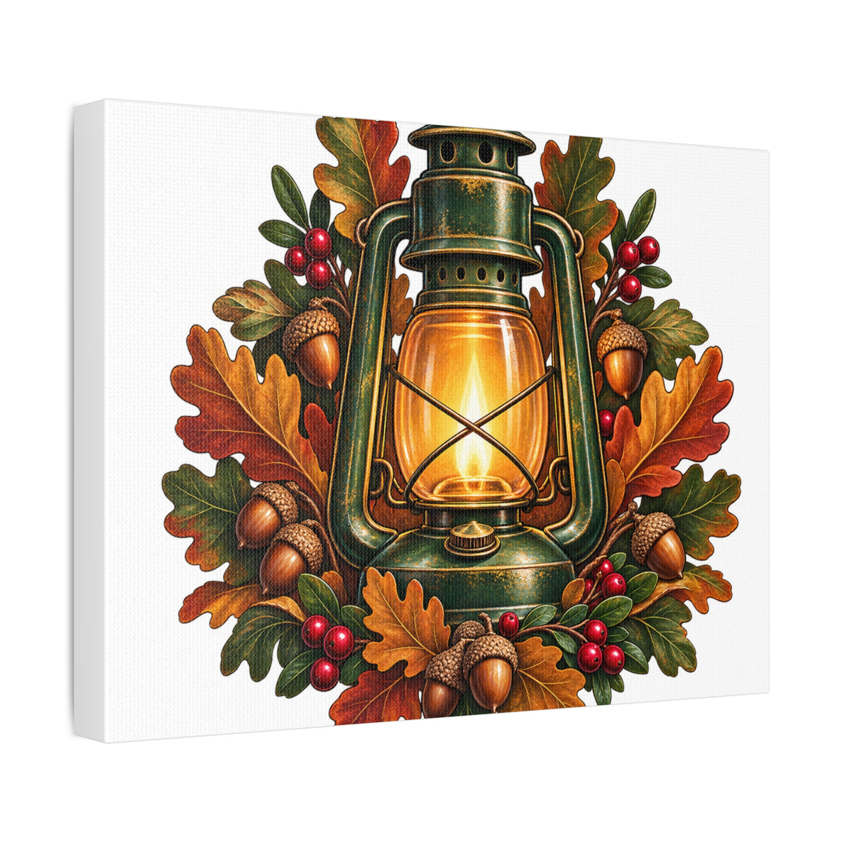 Autumn Oak Lantern and Acorns Canvas