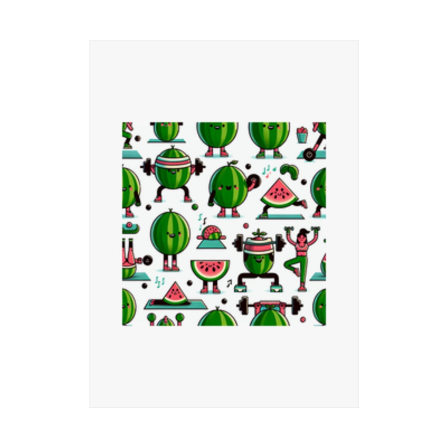 Watermelon Workout Club Cute Food Fitness Wall Art Poster
