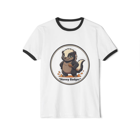 Honey Badger Cartoon Ringer Tee | Cute Animal Graphic T-Shirt Anime