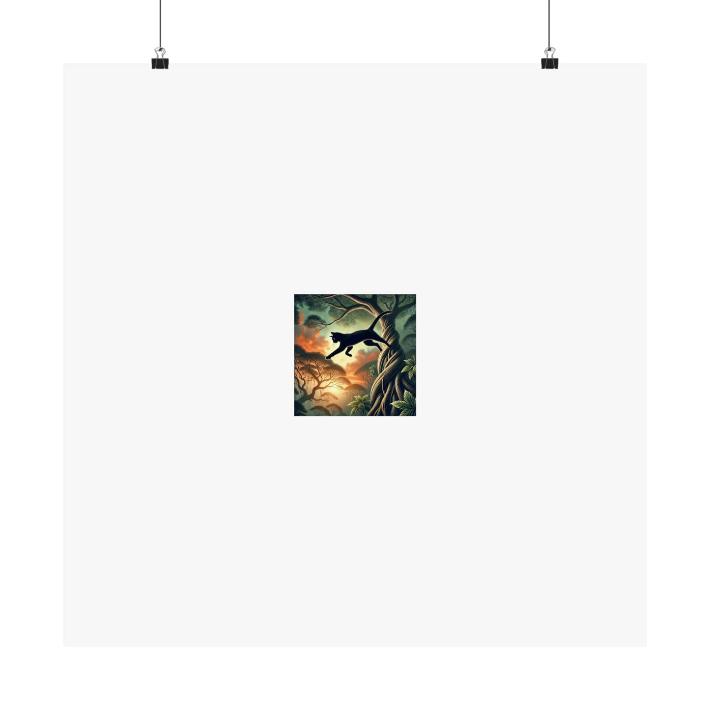 Enchanted Black Cat Forest Poster Fantasy Cat Wall Art Gift