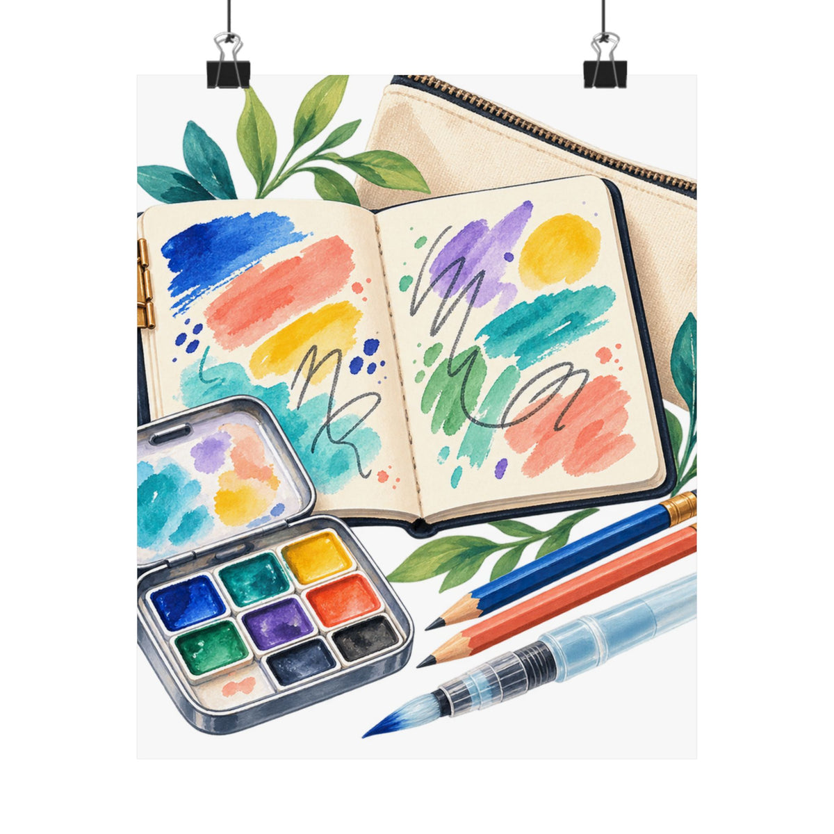 Colorful Urban Sketching Travel Kit Poster