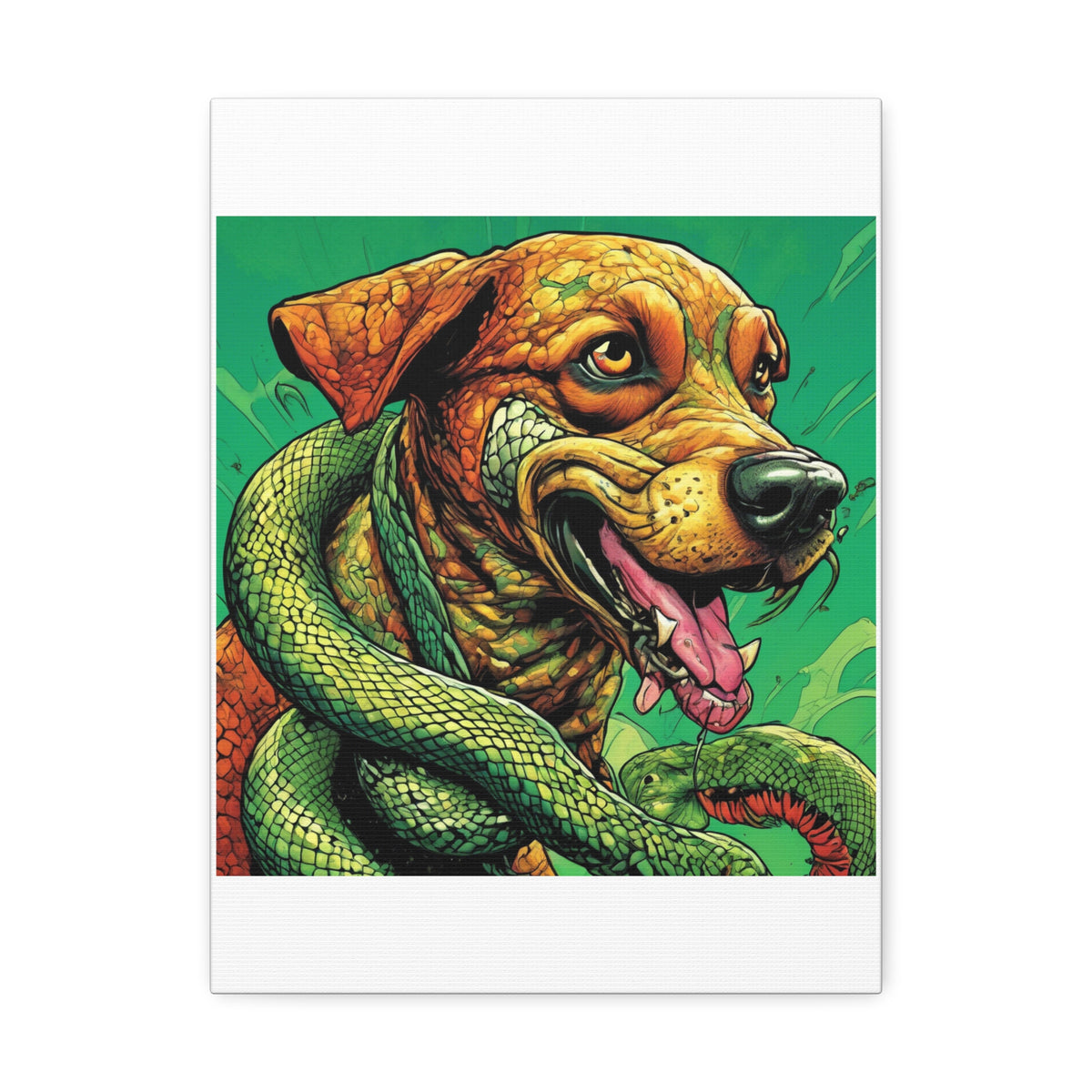 Serpent Guardian Dog Bold Fantasy Creature Canvas Art