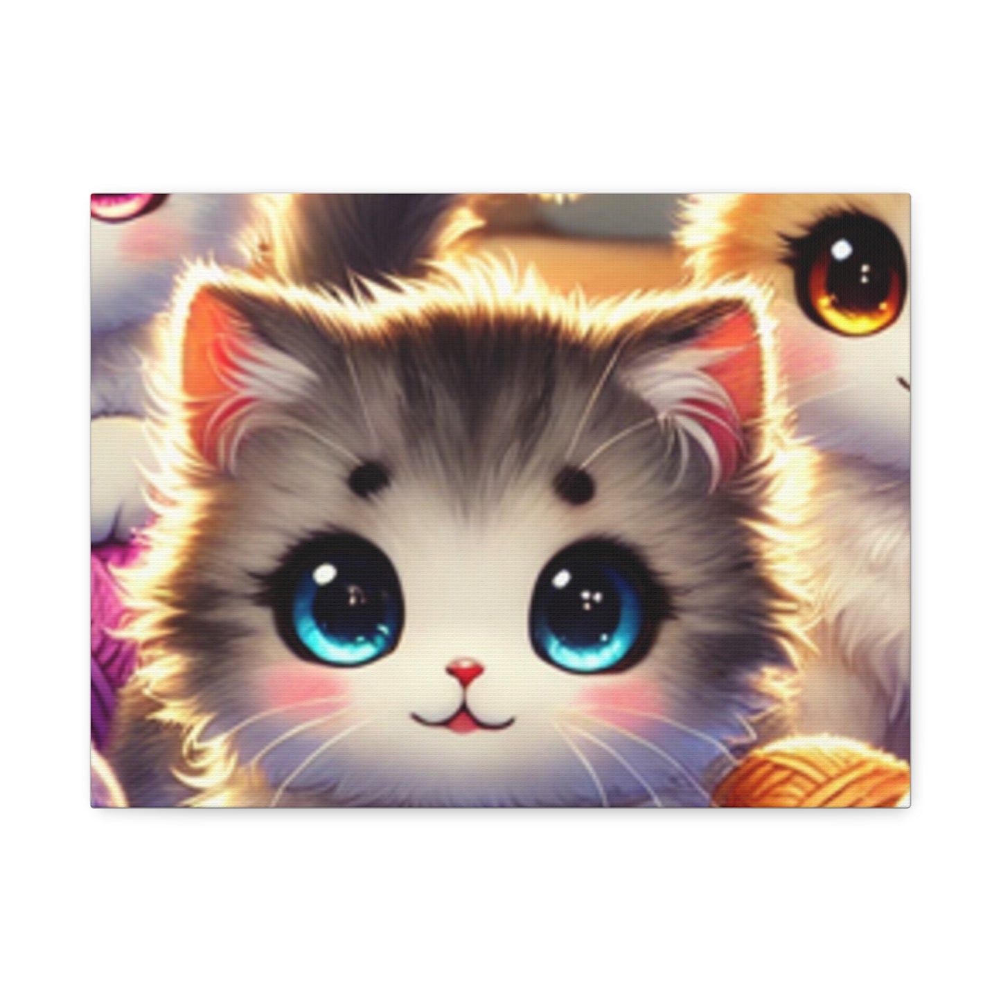 Cozy Yarn Kittens Cute Cat Canvas Knitting Room Wall Art Gift