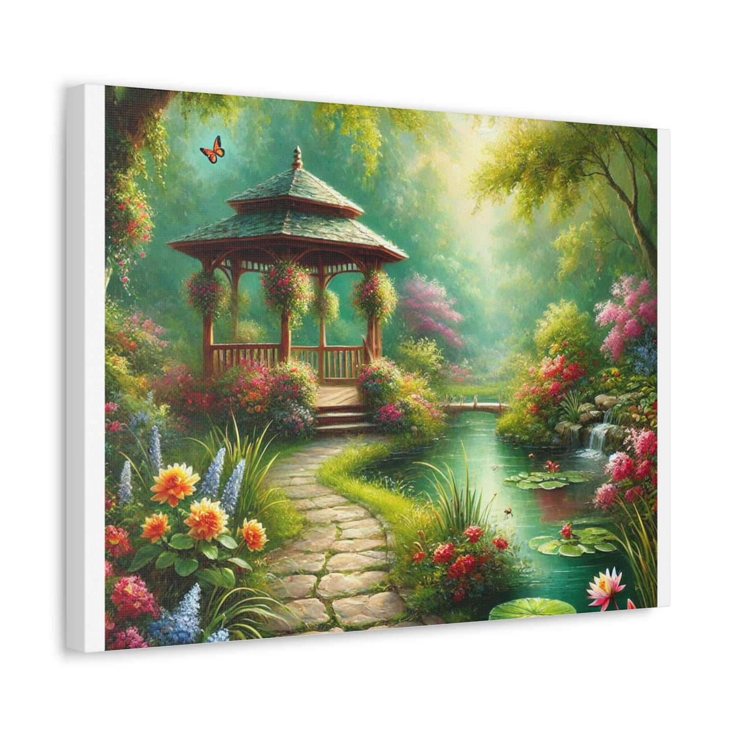 Spring Garden Gazebo Floral Landscape Canvas