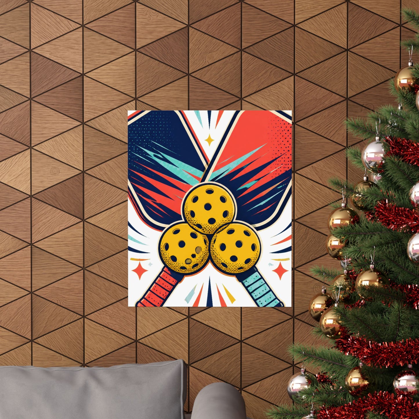 Retro Pickleball Paddles Recreational Sports Art Poster