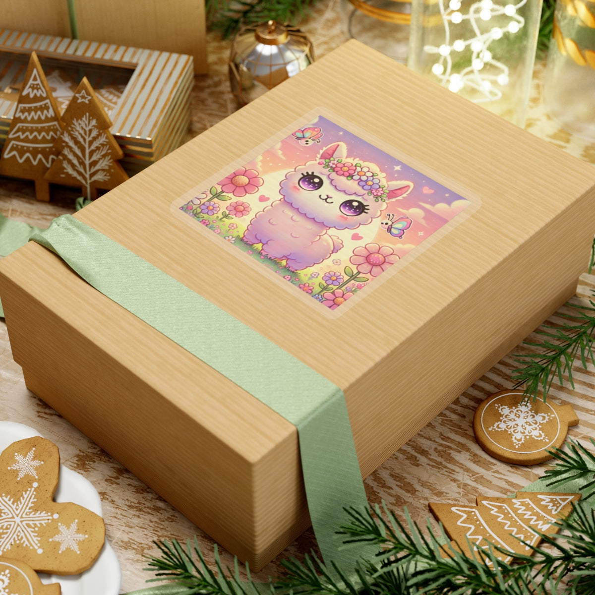 Pastel Floral Alpaca Garden Kawaii Sticker