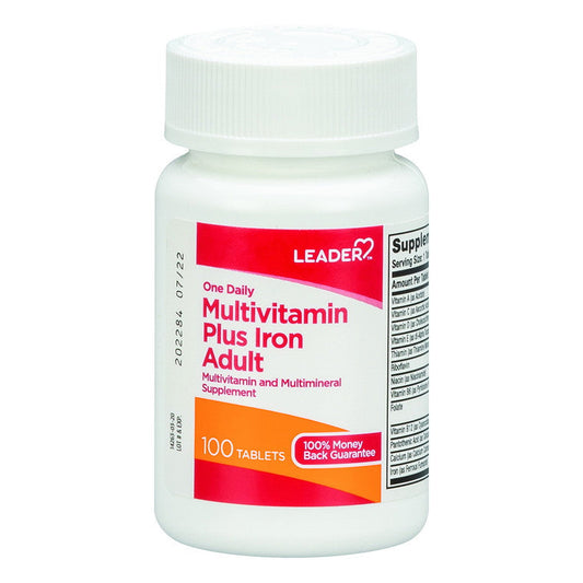 Leader One Daily  Adult   Multivitamin Plus Iron  Tablets 100Ct