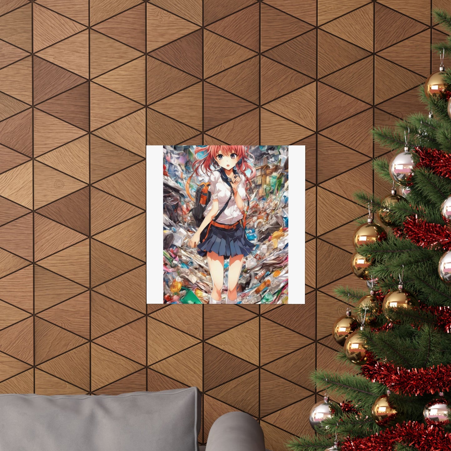 Recycling Day Anime Schoolgirl Eco Street Art Poster