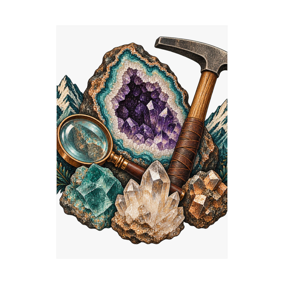 Vintage Geode and Rockhounding Field Kit Poster