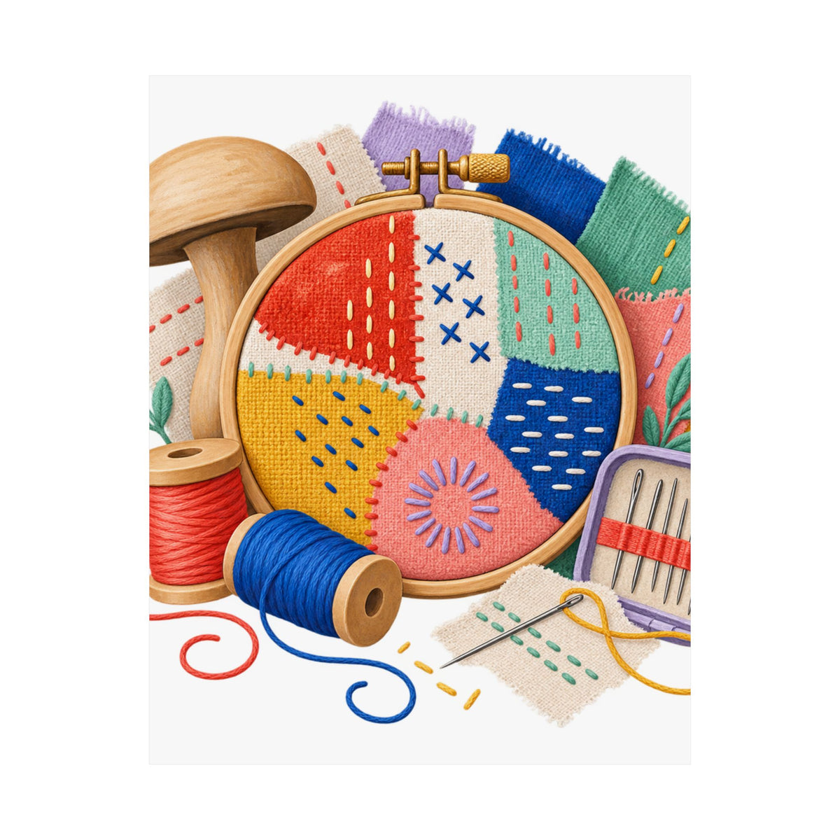 Colorful Visible Mending Workshop Poster
