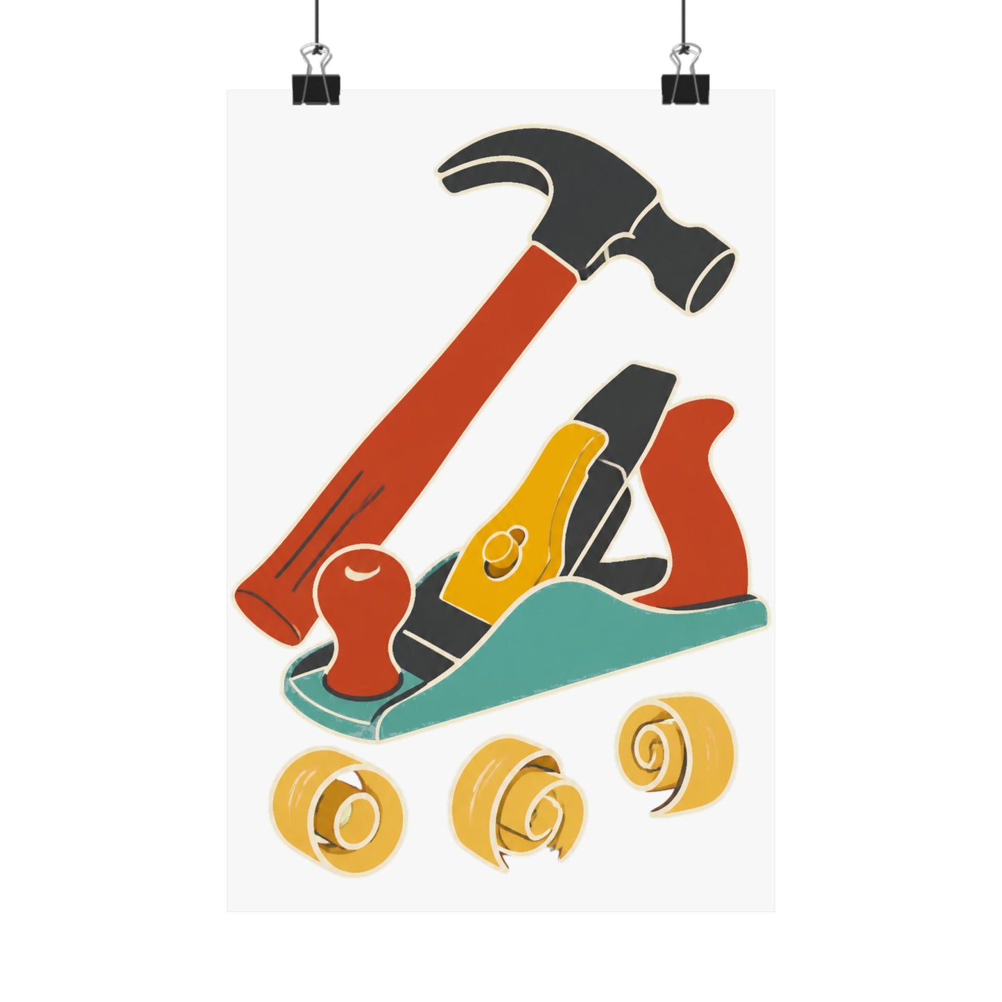 Carpenter Hammer Hand Plane Woodworking Art Poster