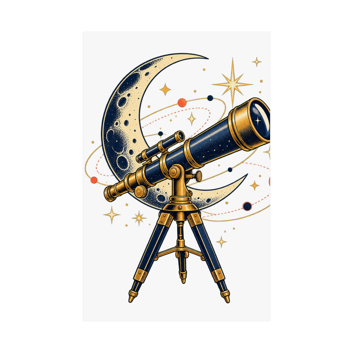 Vintage Telescope Celestial Astronomy Poster