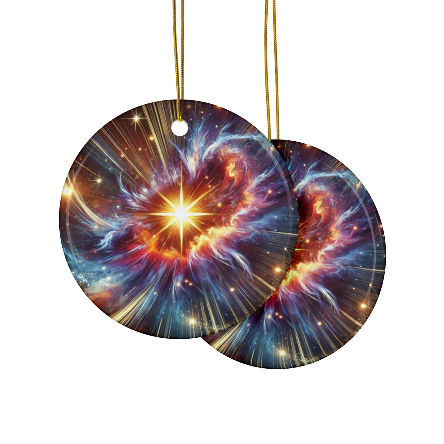 Cosmic Starburst Energy Ceramic Ornament, Holiday Keepsake and Gift
