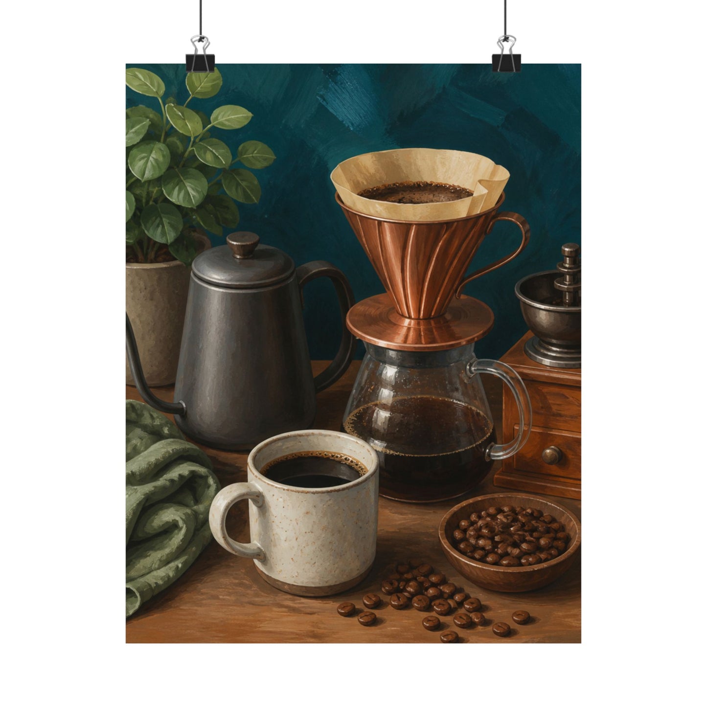 Warm Home Coffee Brewing Art Poster