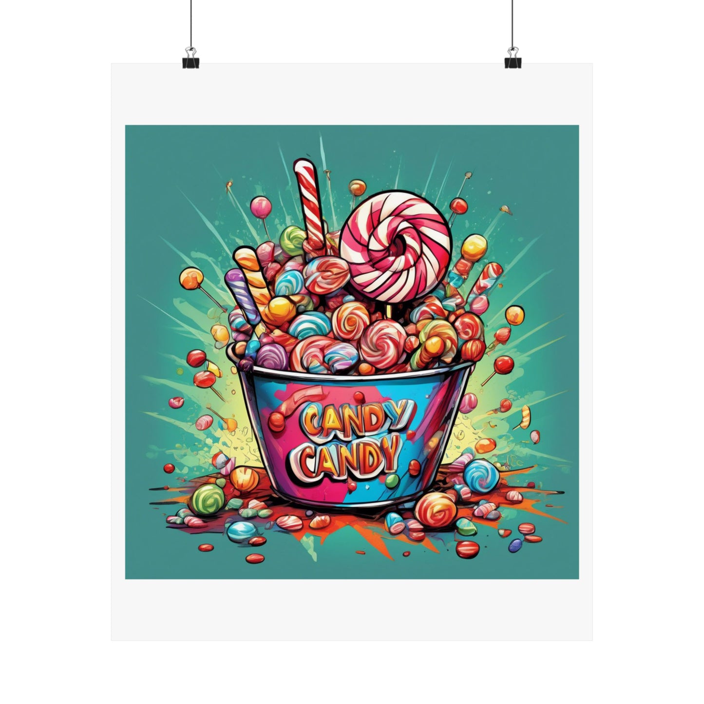 Holiday Candy Bucket Sweets Gift Art Poster