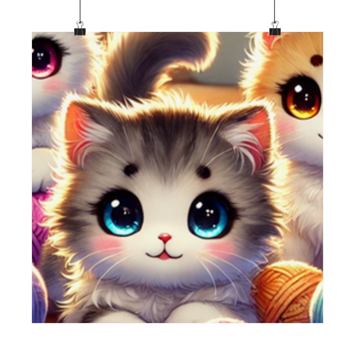 Cozy Yarn Kittens Cute Cat Poster Knitting Room Wall Art Decor