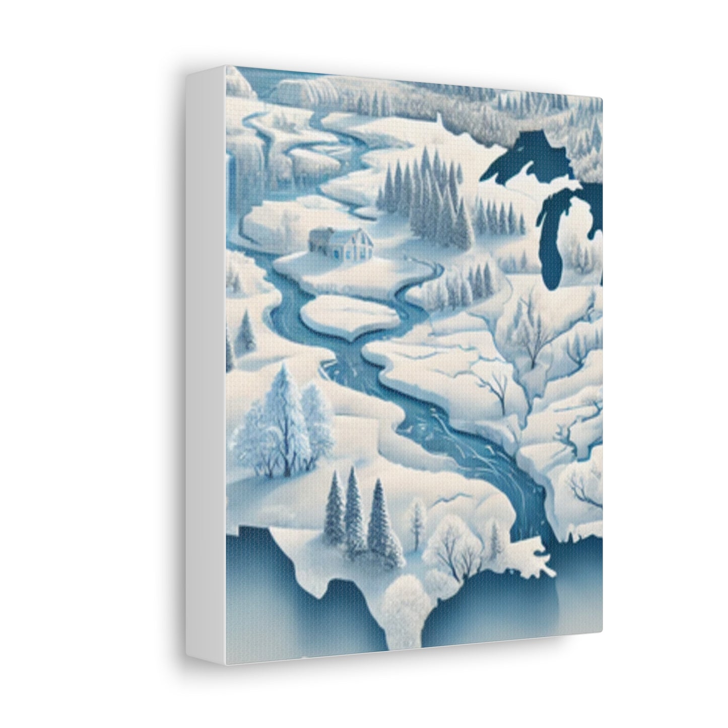 Winter USA Dreamscape Snowy Map Canvas Wall Art Travel Gift