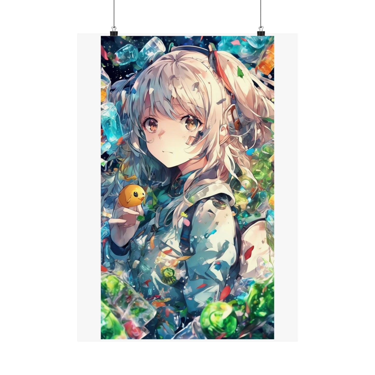 Crystal Bottle Anime Portrait Colorful Wall Poster