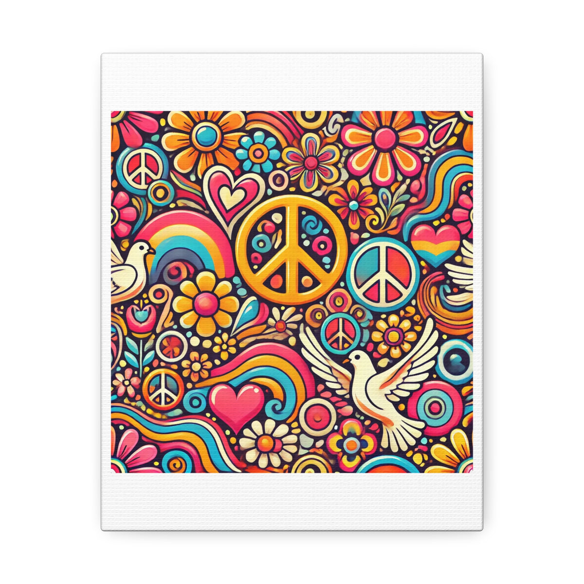 Colorful Peace Floral Pattern Canvas Wall Art