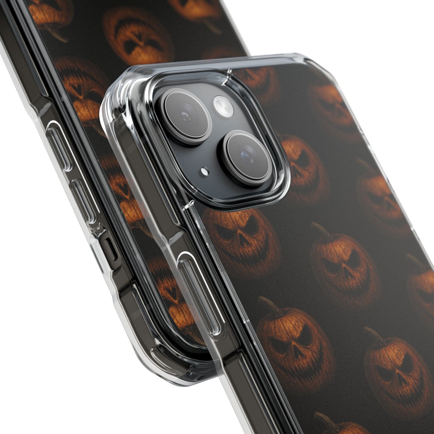 Magnet Cover, Halloween Pumpkin Spooky Phone Case, Horror Jack-O-Lantern Black Case, Magnetic Clear Impact Cover, Scary Cellphone Slim