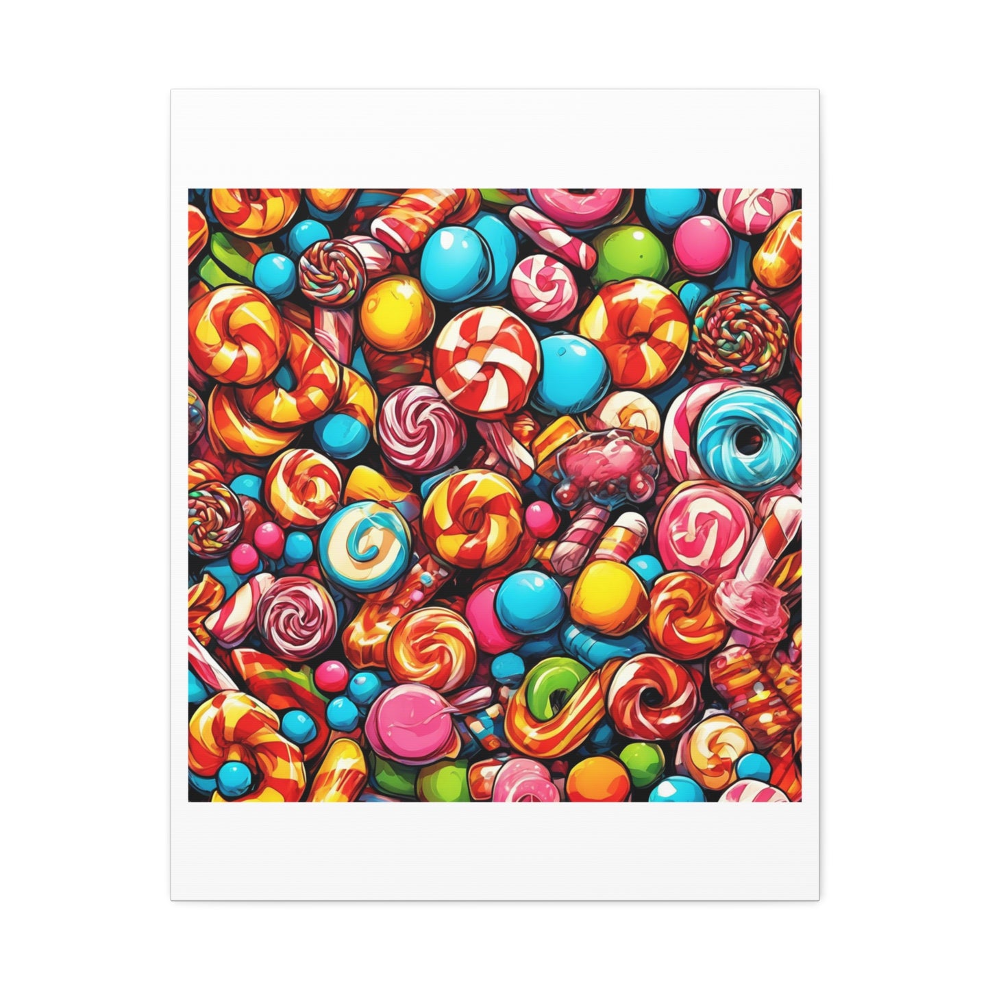 Colorful Candy and Lollipop Pattern Canvas