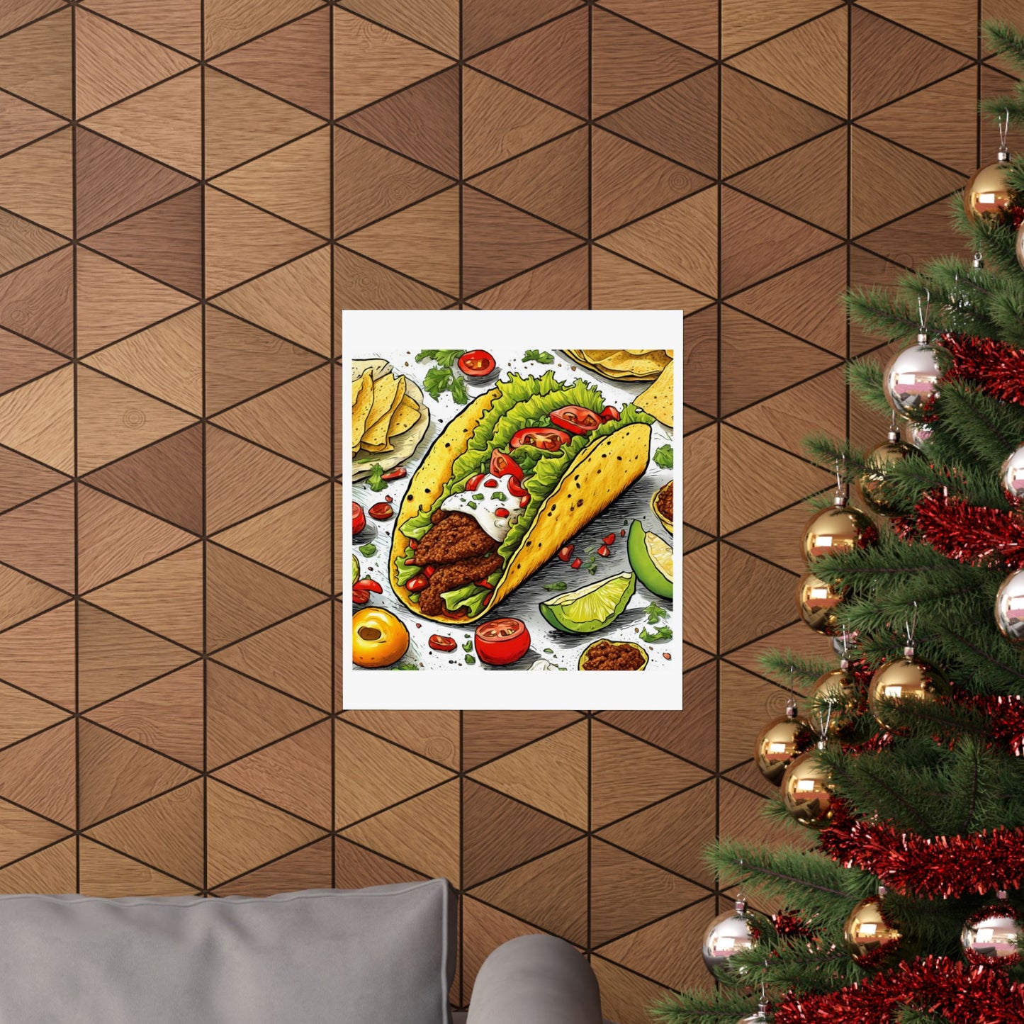 Bold Taco Illustration Foodie Gift Art Poster