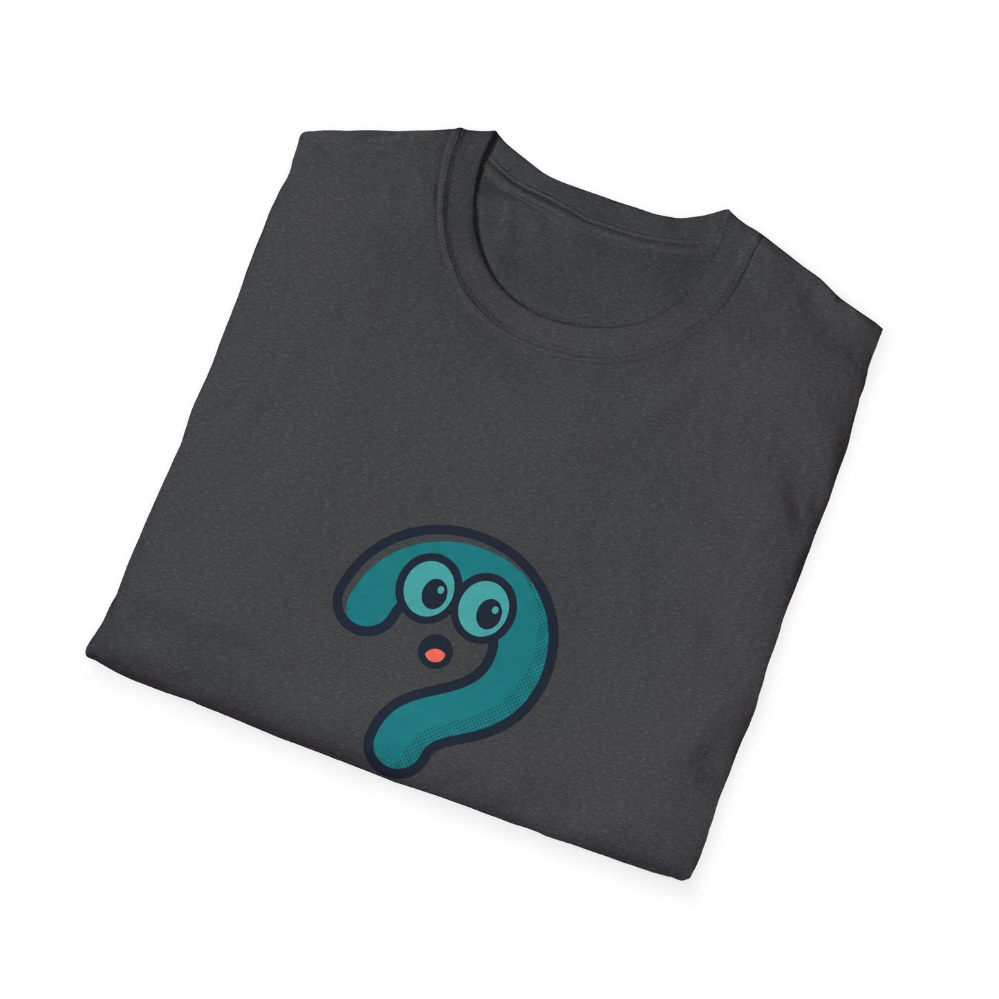 Confused Question Mark Character T-Shirt | Funny “Huh?” Cartoon Graphic Tee, Silly Expression Humor Shirt