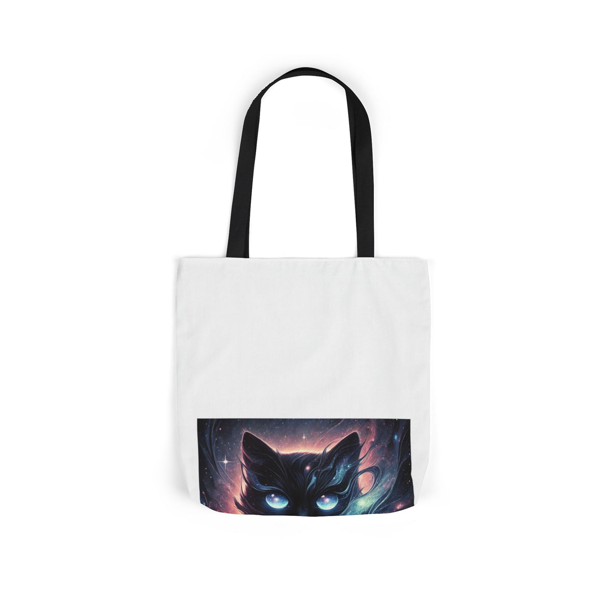 Cosmic Black Cat Galaxy Celestial Canvas Tote Bag
