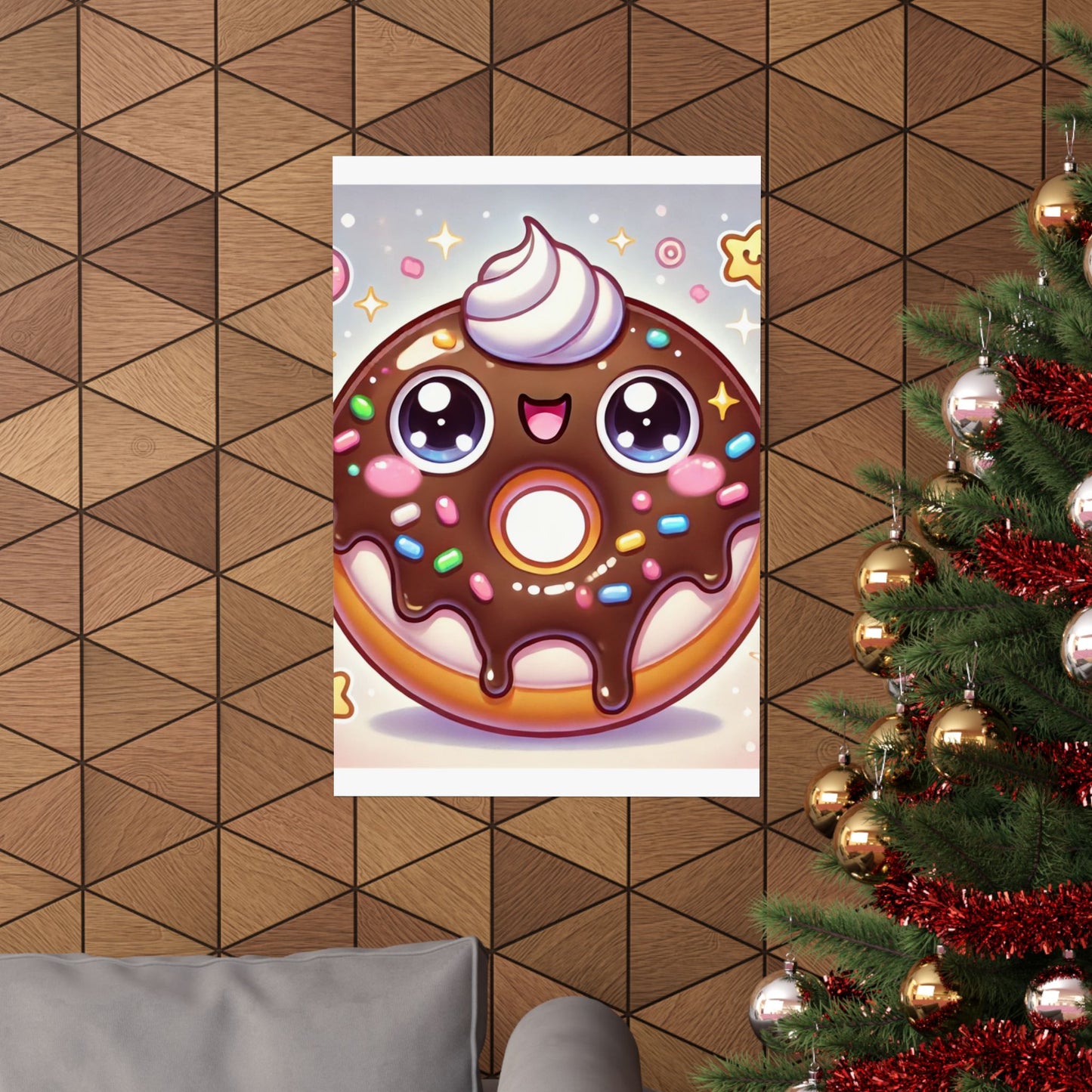 Kawaii Chocolate Donut Cute Dessert Art Poster