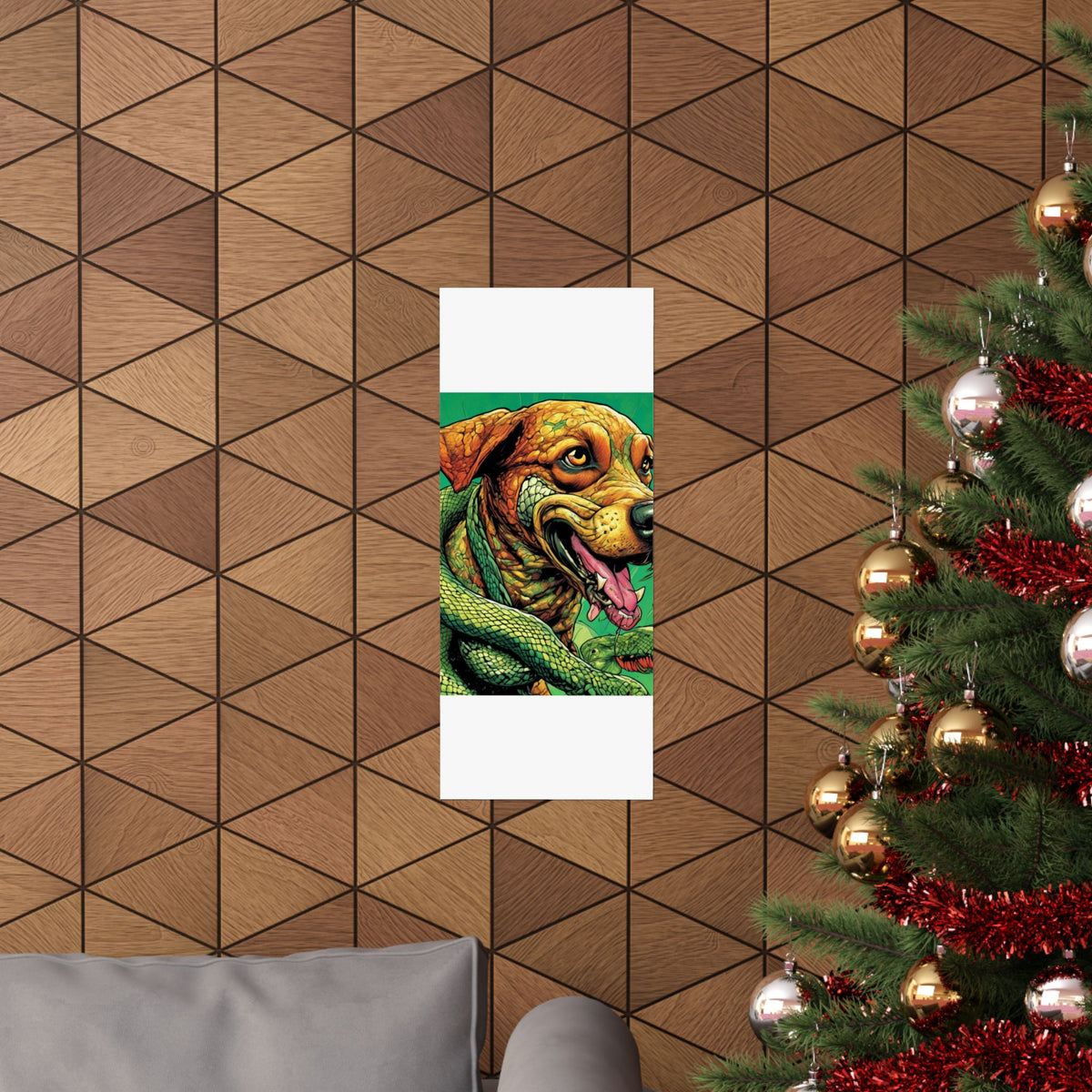Serpent Guardian Dog Bold Fantasy Creature Art Poster