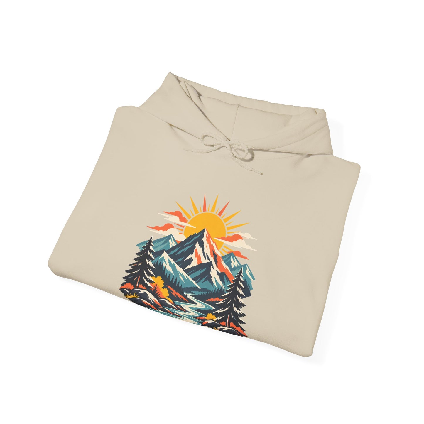 Alpine Sunrise River Mountain Adventure Art Hoodie