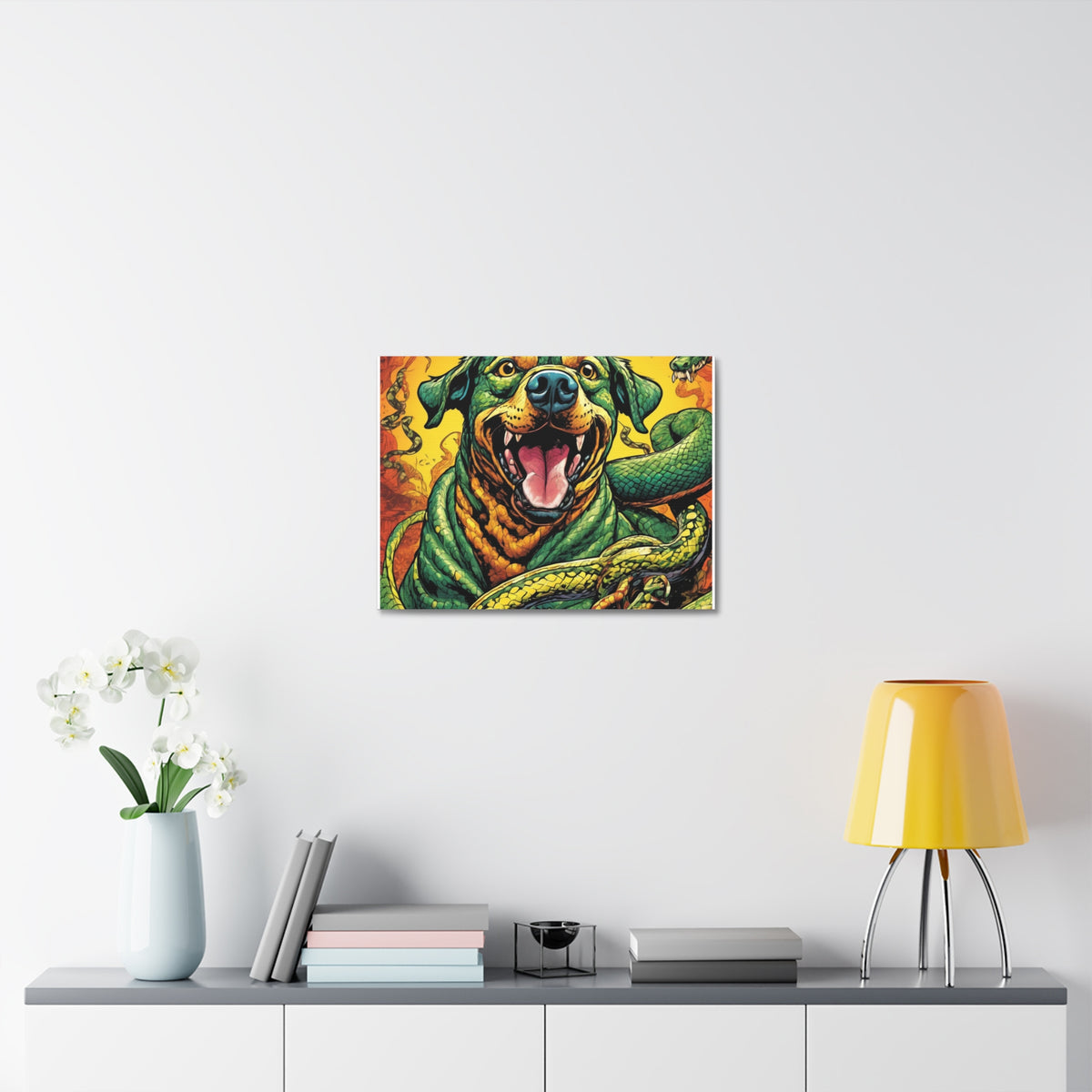 Surreal Serpent Hound Dark Fantasy Canvas Wall Art