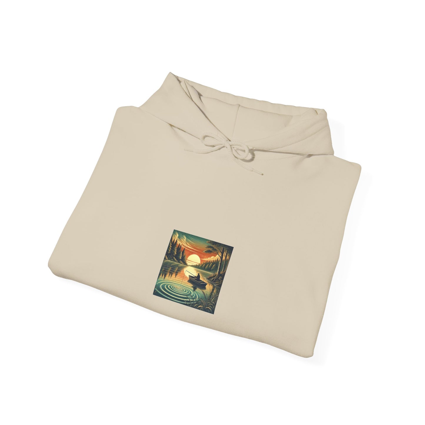 Sunset Lake Fishing Retreat Outdoors Graphic Hoodie for Anglers Gift