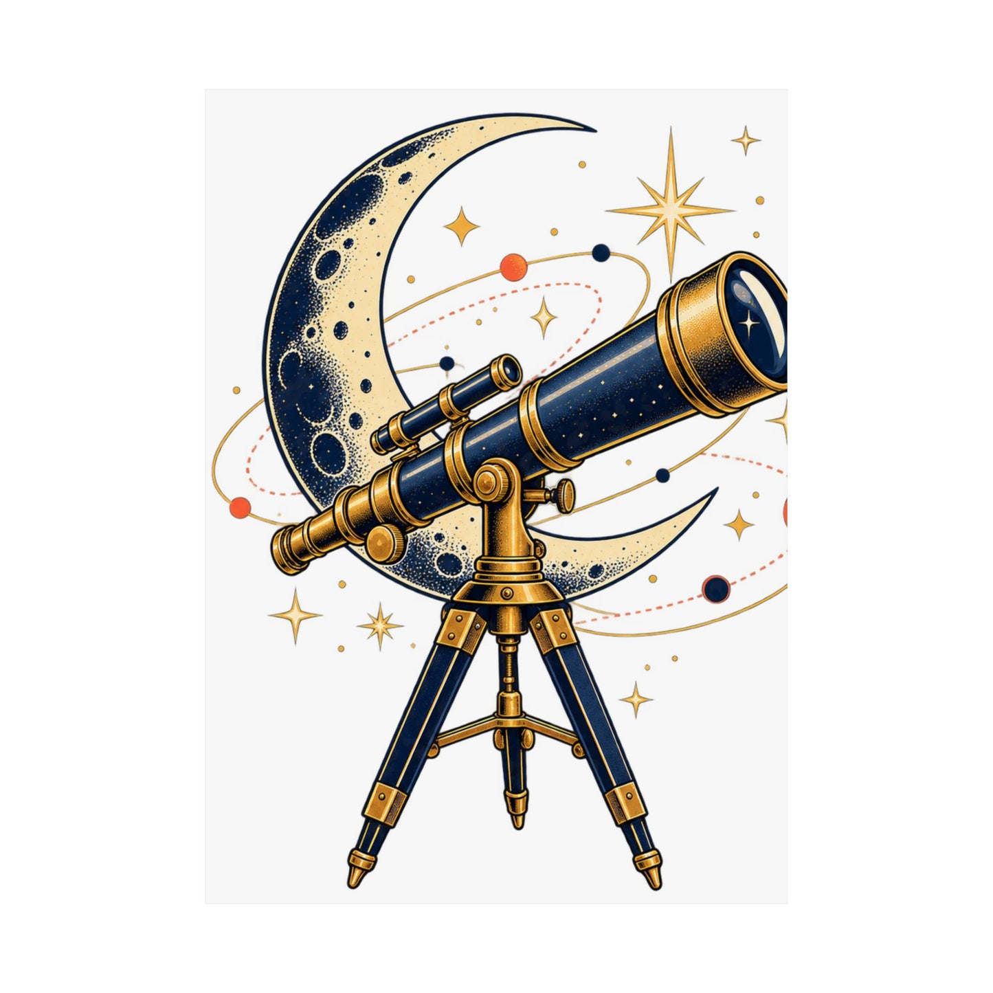 Vintage Telescope Celestial Astronomy Poster