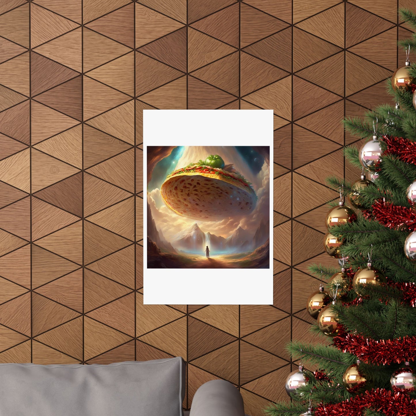 Cosmic Taco UFO Surreal Food Fantasy Art Poster