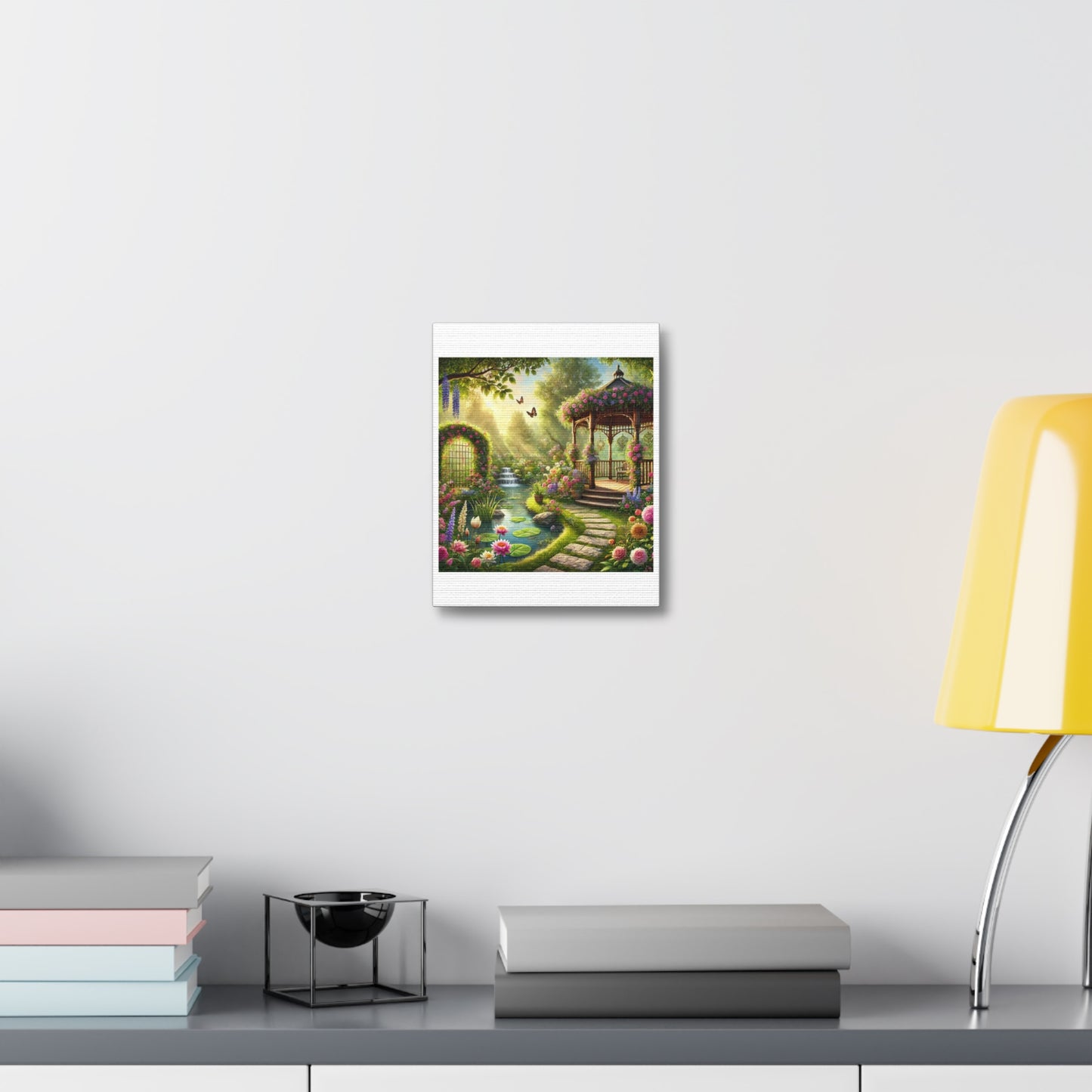 Sunlit Rose Gazebo Cottage Garden Canvas Wall Art