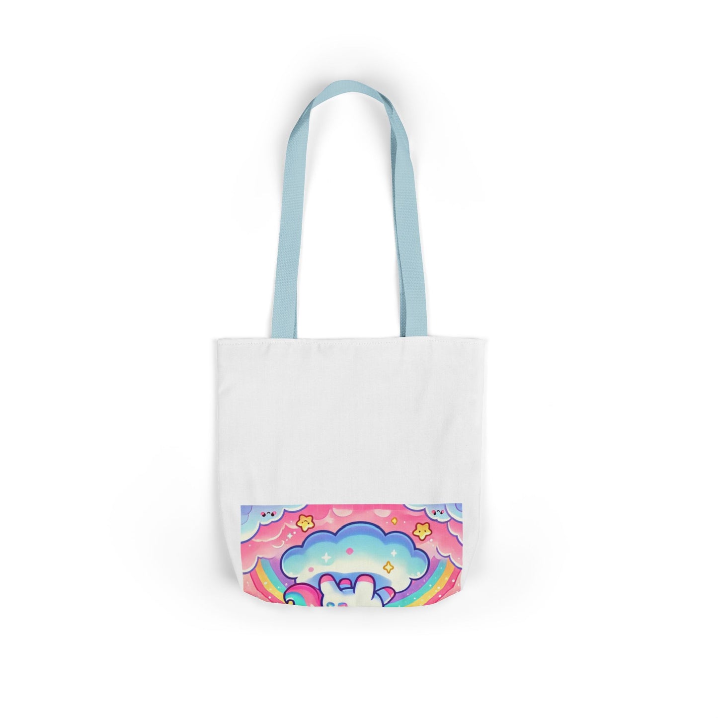 Pastel Rainbow Unicorn Cloud Kawaii Canvas Tote Bag