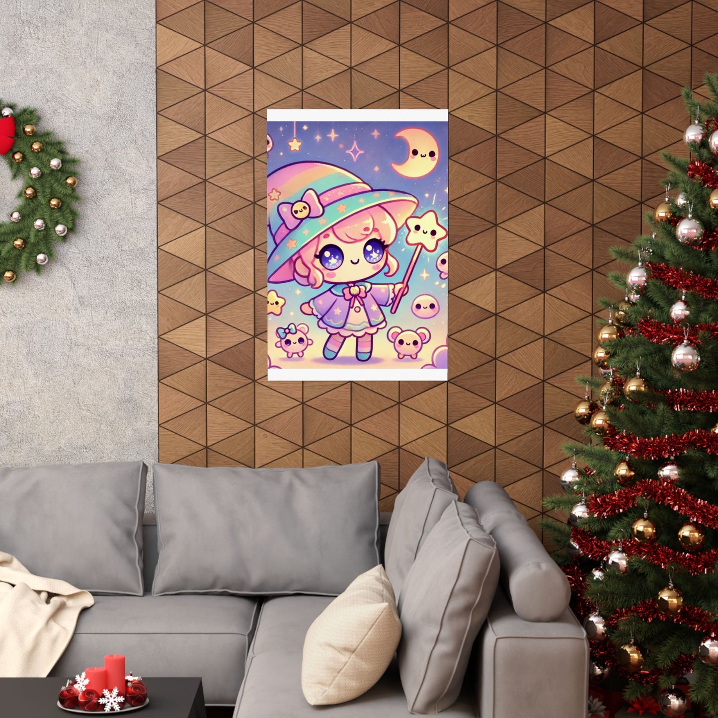 Kawaii Moon Wand Pastel Fantasy Wall Art Poster