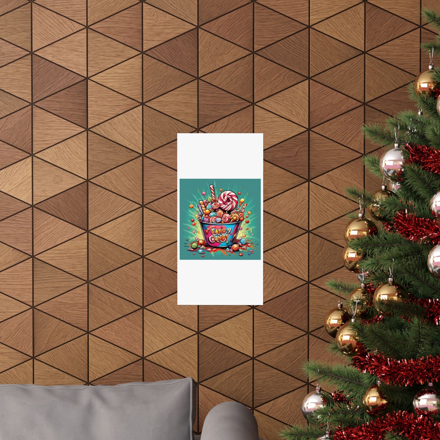 Holiday Candy Bucket Sweets Gift Art Poster