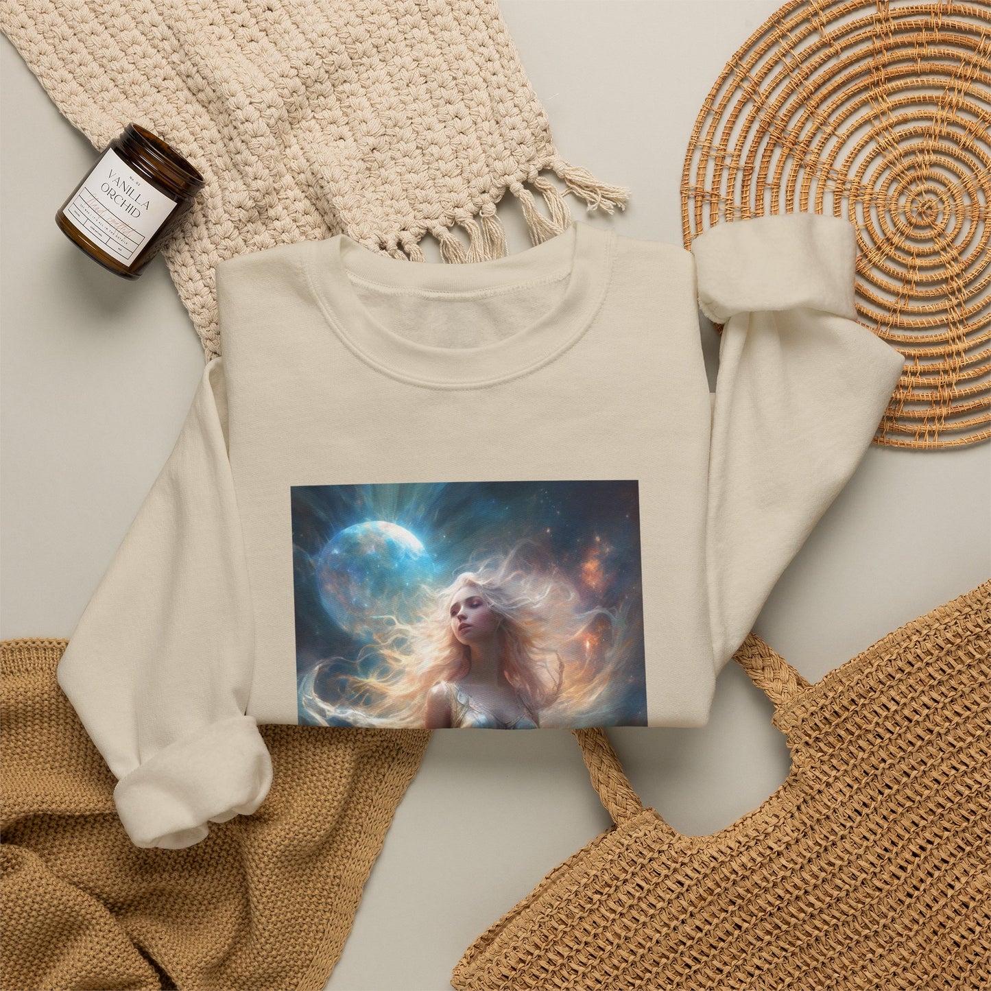 Moonlit Celestial Maiden Fantasy Portrait Sweatshirt