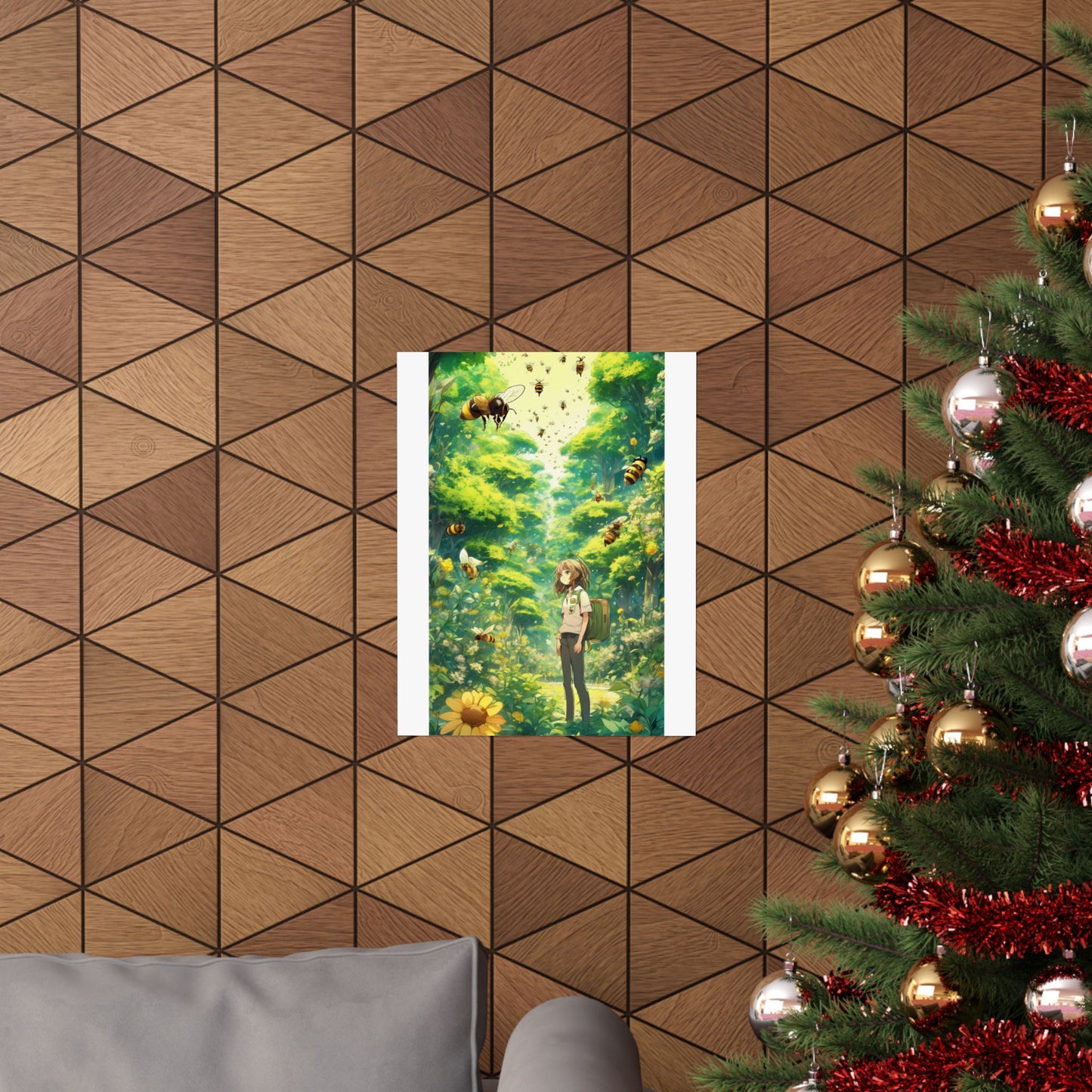 Bee Garden Explorer Anime Nature Art Poster