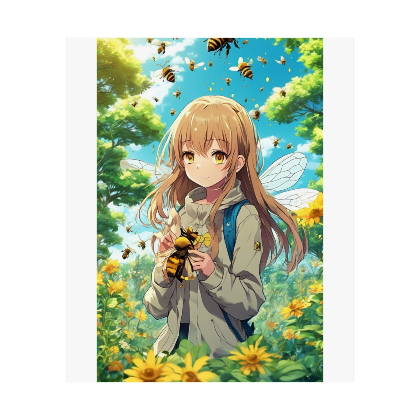 Bee Fairy Garden Anime Nature Art Poster