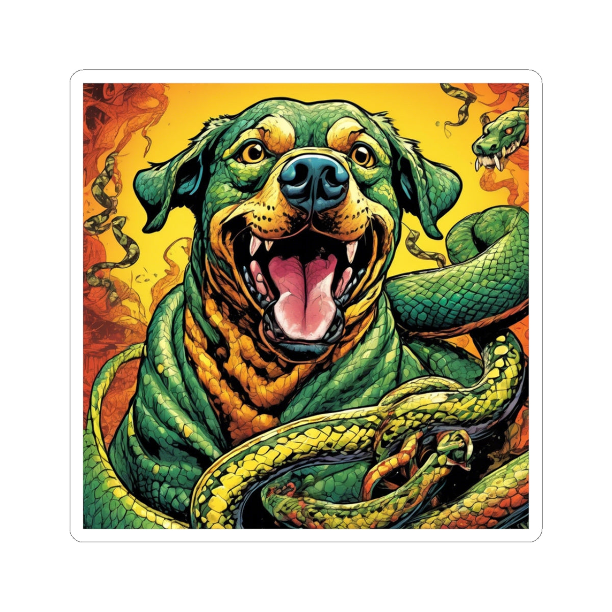 Surreal Serpent Hound Dark Fantasy Creature Sticker