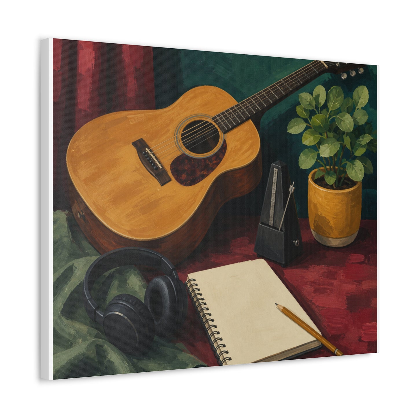 Cozy Acoustic Music Practice Art Canvas Art