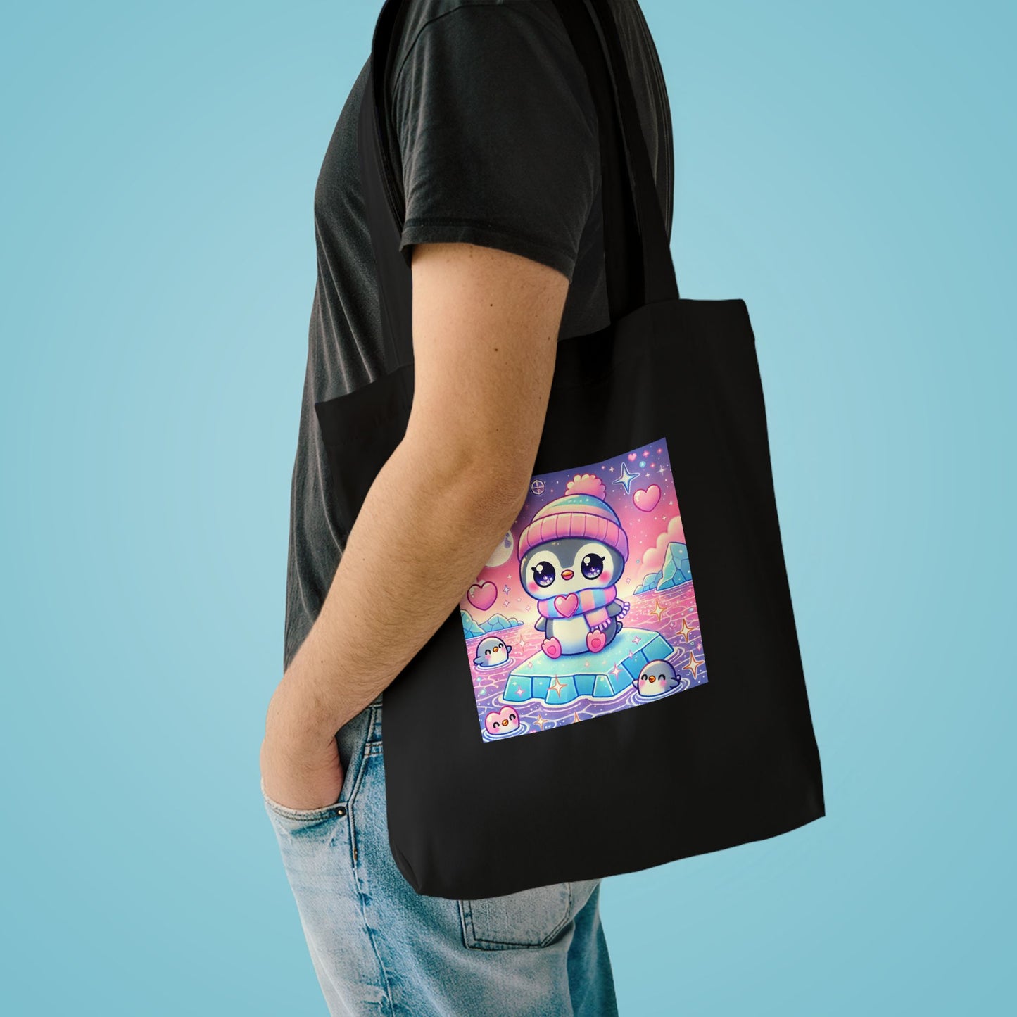 Cute Winter Penguin Ice Floe Kawaii Art Tote Bag