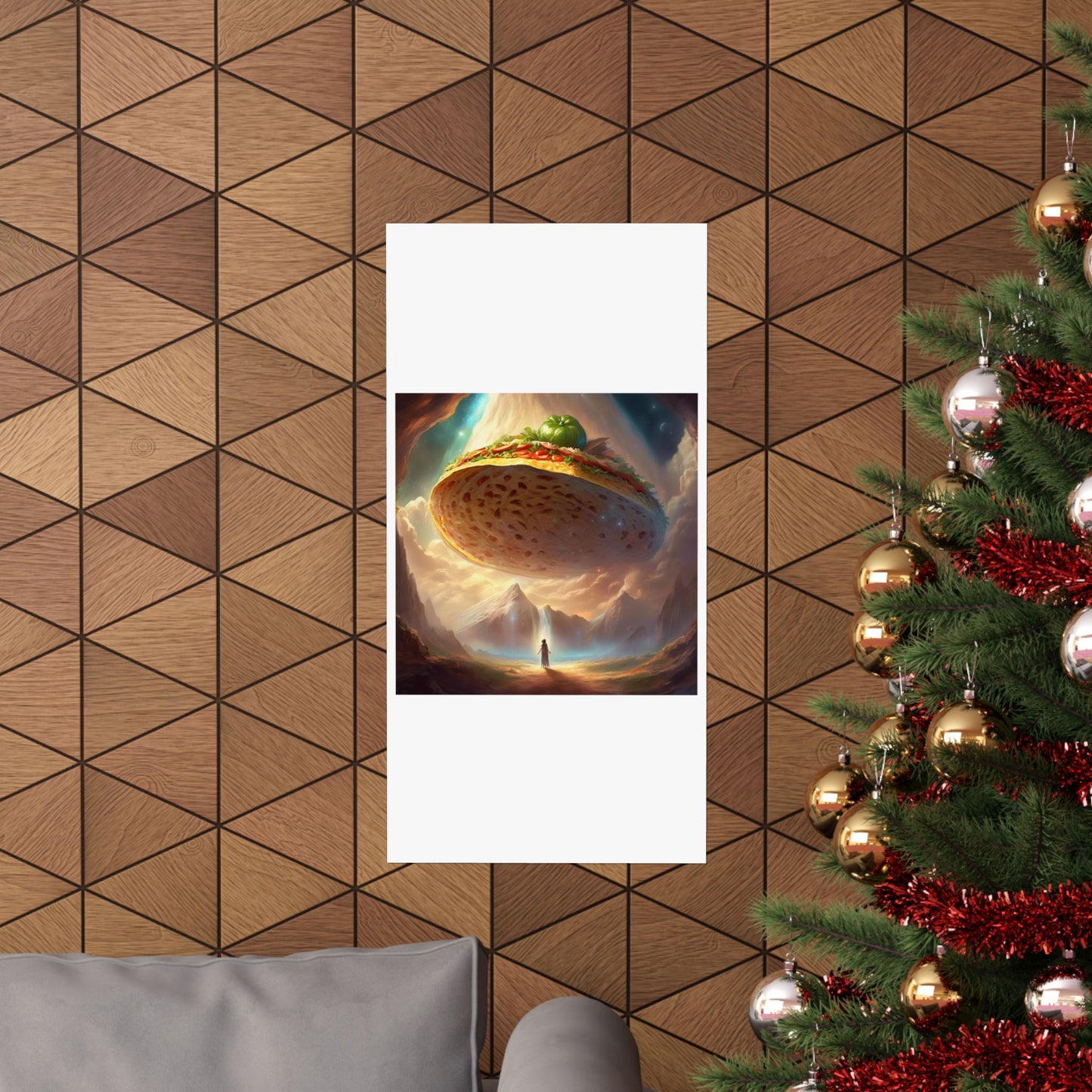Cosmic Taco UFO Surreal Food Fantasy Art Poster