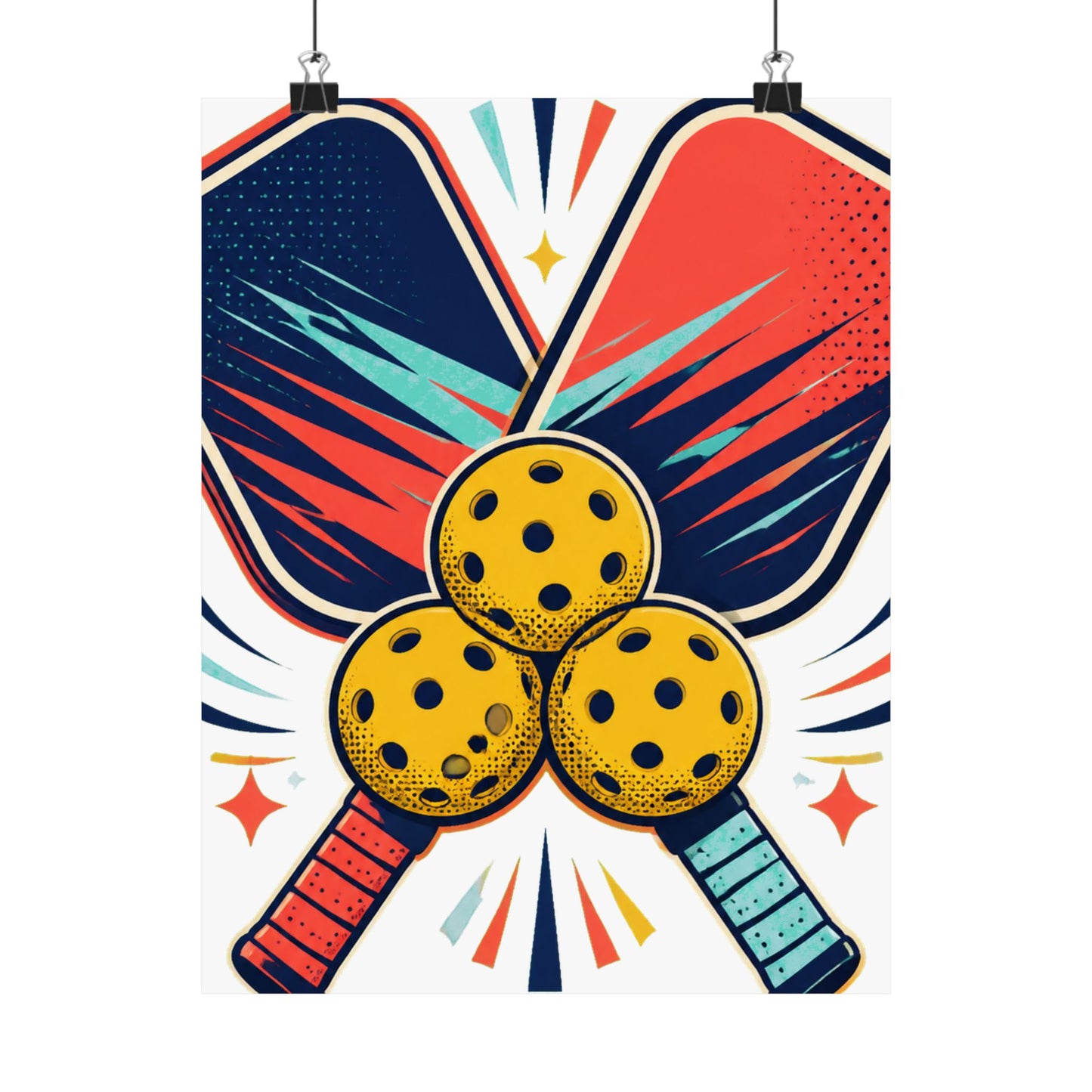Retro Pickleball Paddles Recreational Sports Art Poster
