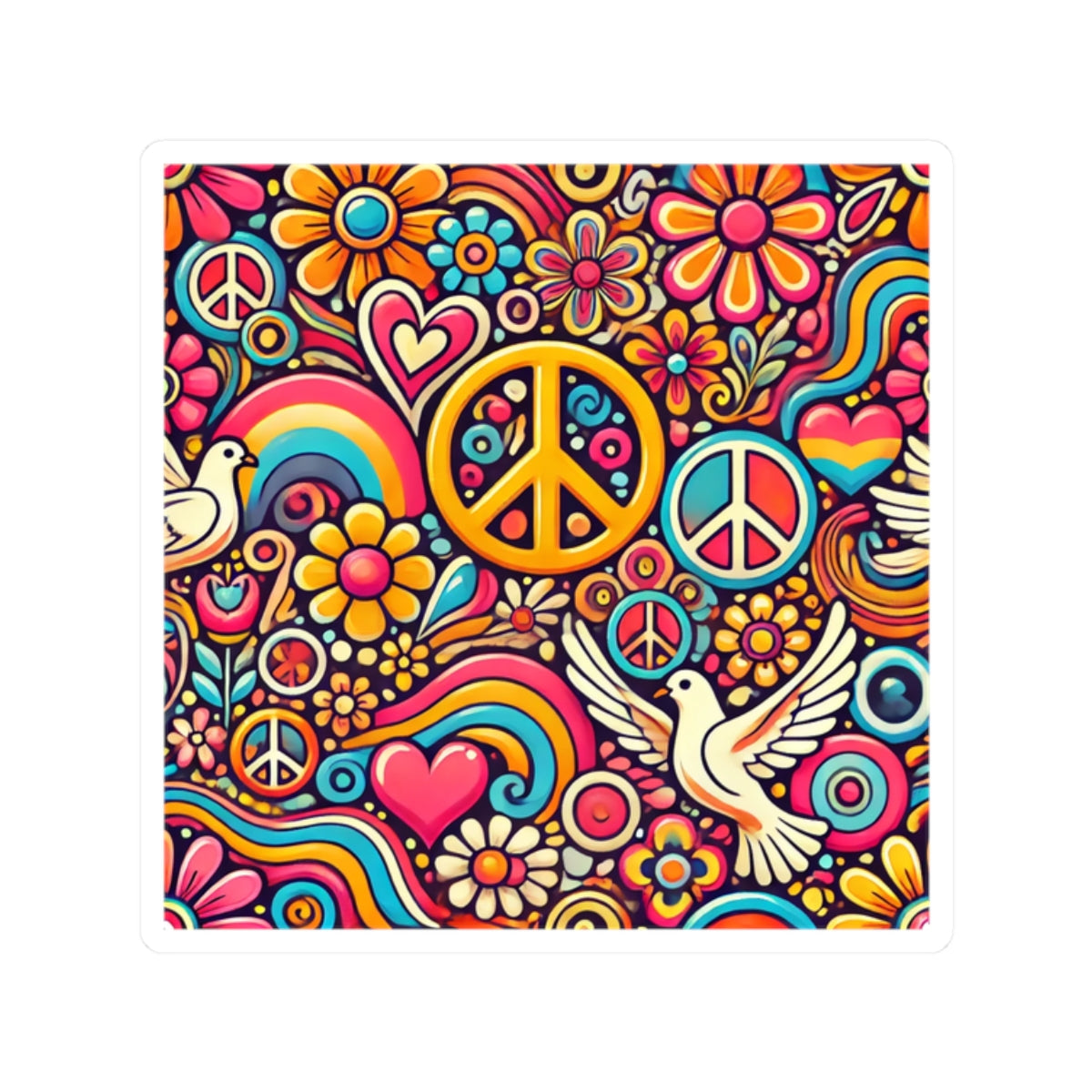 Colorful Peace Floral Pattern Sticker