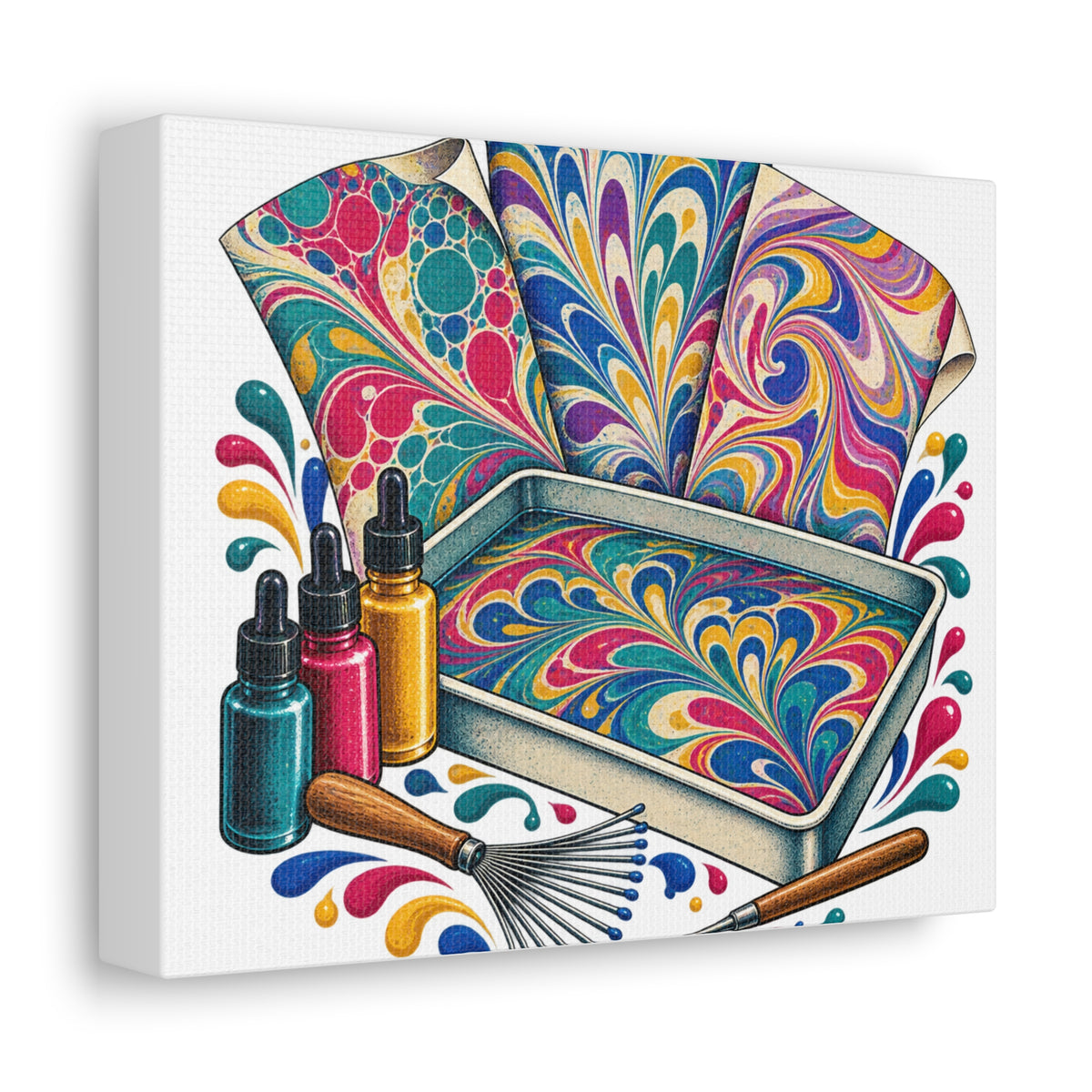 Colorful Paper Marbling Workshop Canvas