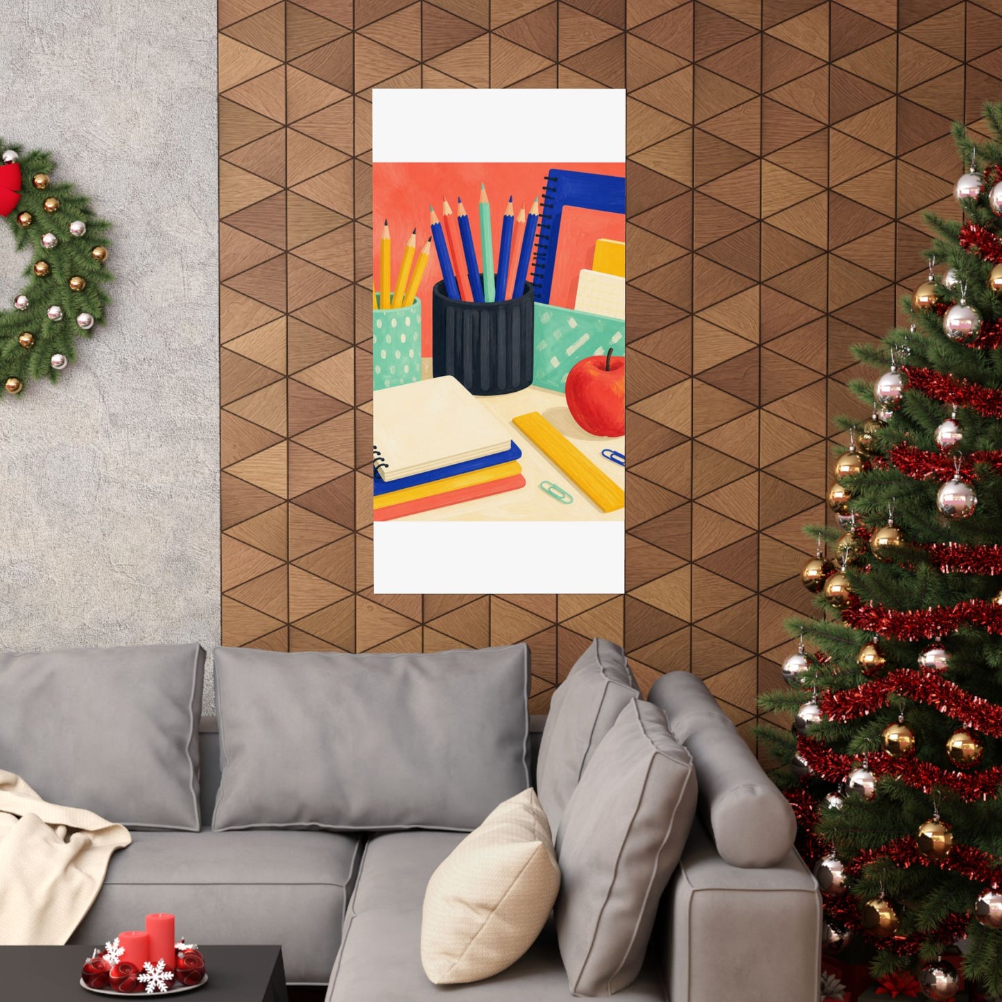 Colorful Teacher Desk Supplies Art Poster